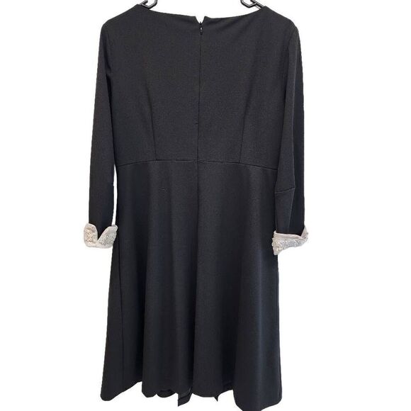 Donna Morgan Size 8 3/4 Sleeve Black Embelished Cuffs Dress I11 - Picture 3 of 12